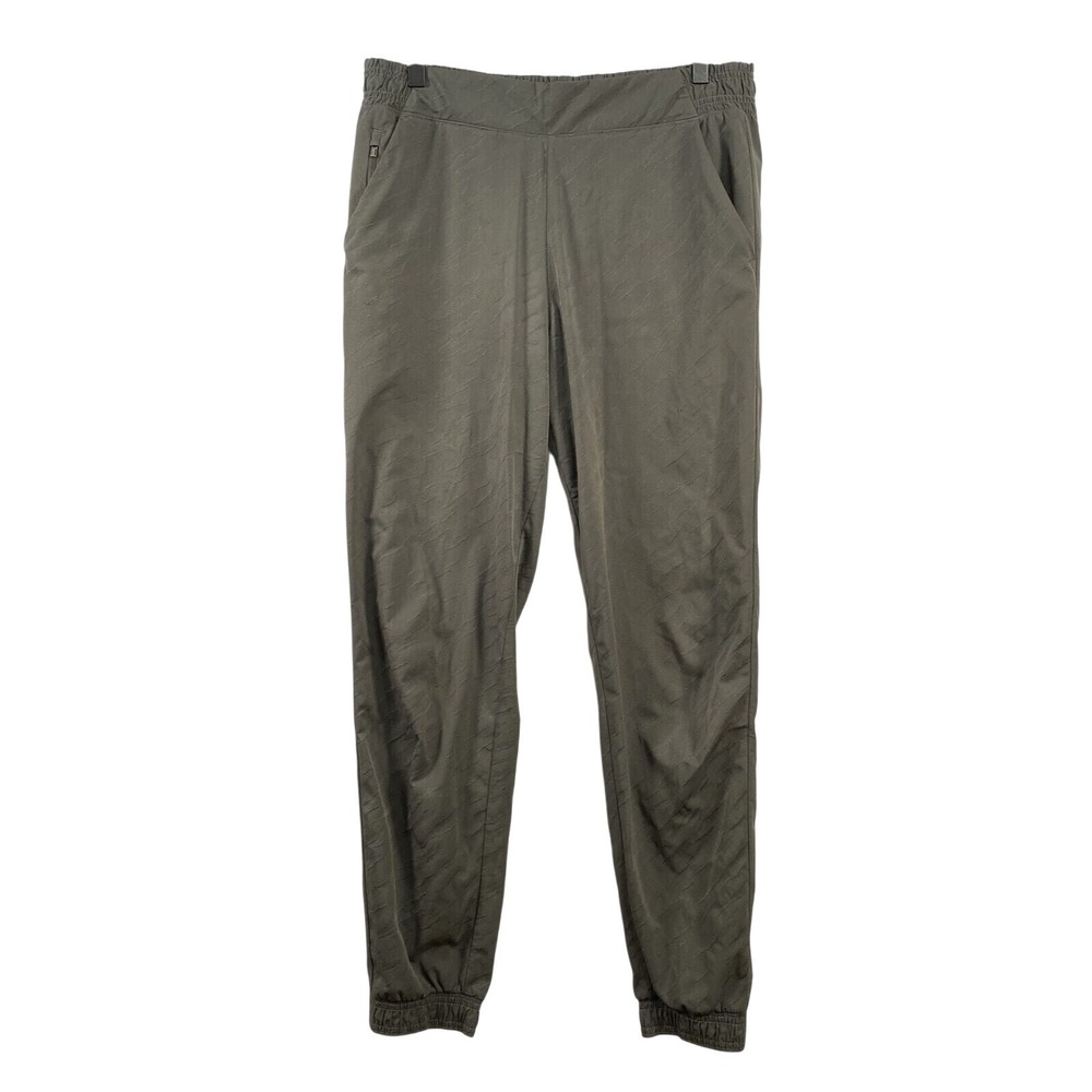 Athleta Womens Brooklyn Textured Jogger Pants sz 12 Green Pull On Athleisure